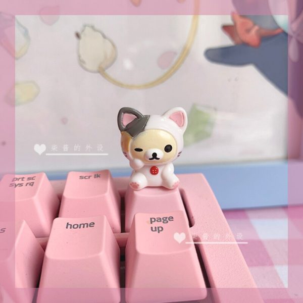 1Pc Personalized Cute Bear PBT Keycap Mechanical Keyboard Gaming Decoration Gift Custom DIY Cartoon Anime Key 4 - Anime Keycaps