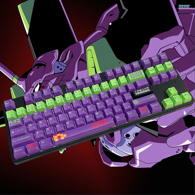 118 Keys EVA Keycaps purple green Anime Keycap OEM Profile PBT Dye Sublimation Mechanical Keyboard Key - Anime Keycaps