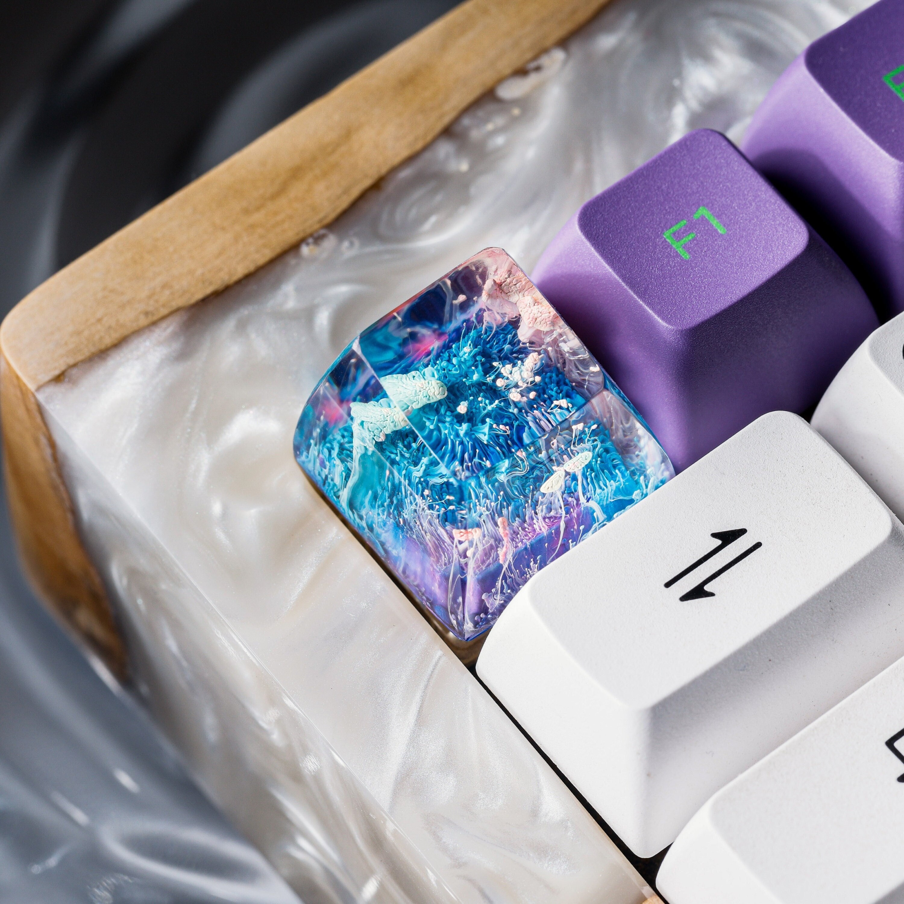 Coral Keycap, Pink & Blue Keycap, Ocean Keycap, Keycap For Cherry MX Switches Mechanical Keyboard, Handmade Gift