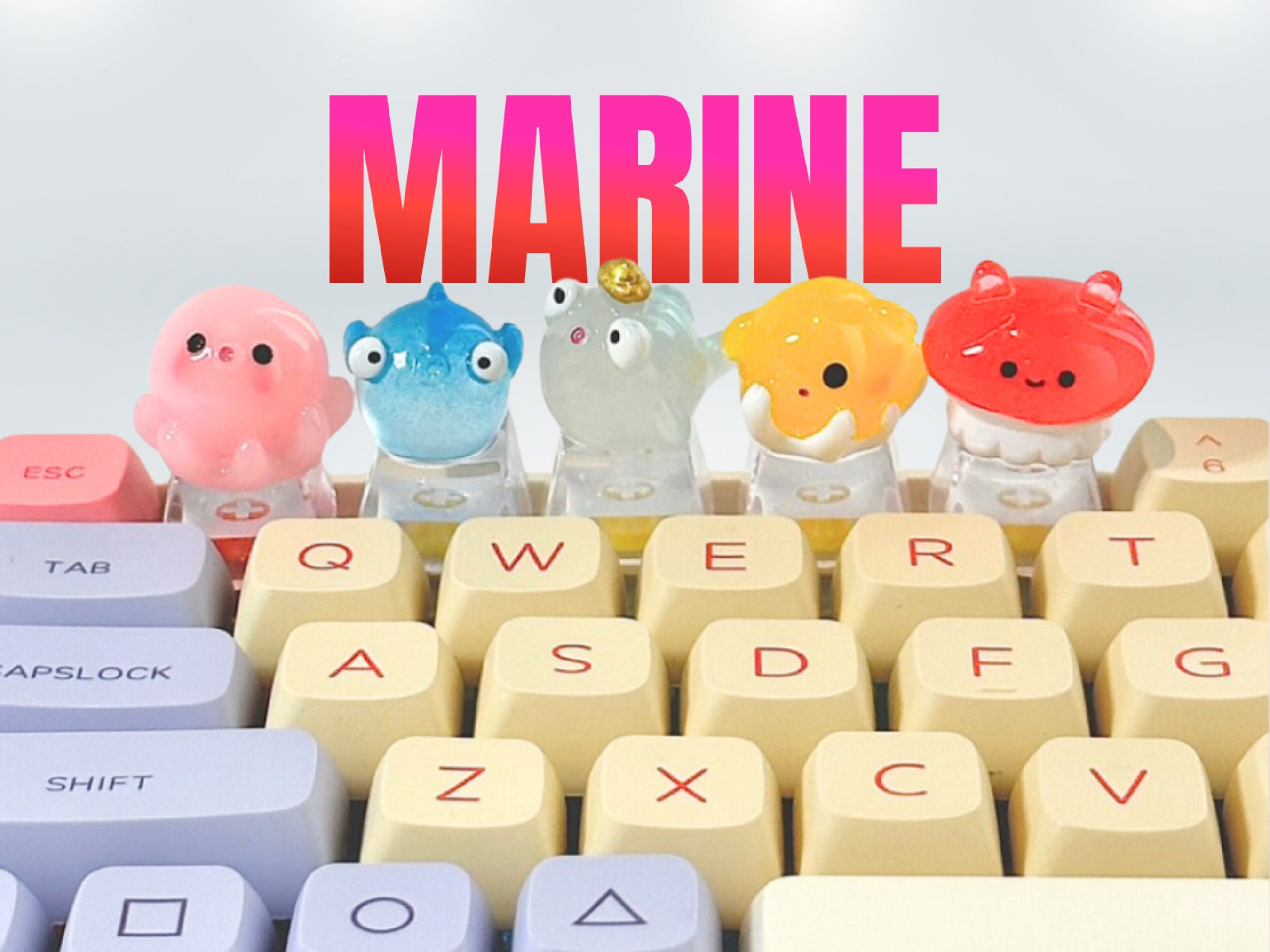 Marine Keycap, Kawaii Animal Keycap, Artisan Keycap, Keycap for MX Cherry Switches Mechanical Keyboard, Handmade Gift